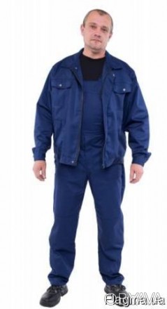 Полукомбинезон с курткой Монтаж, темно-синий 
Ткань: саржа, состав.35% хб, 65 % . . фото 1