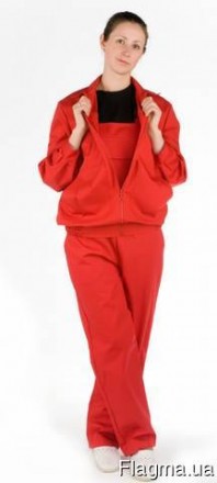 Костюм рабочий женский с полукомбинезоном красного цвета 
Куртка: накладные карм. . фото 3