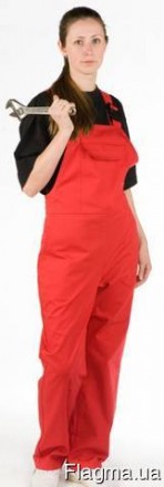 Костюм рабочий женский с полукомбинезоном красного цвета 
Куртка: накладные карм. . фото 2