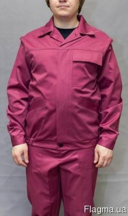 Костюм рабочий мужской летний, бордовый 
Куртка укороченная на притачном поясе н. . фото 2