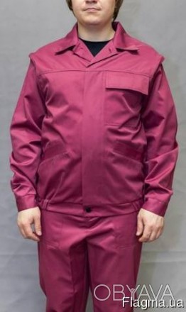 Костюм рабочий мужской летний, бордовый 
Куртка укороченная на притачном поясе н. . фото 1