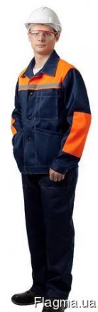 Сигнальный костюм "Конвейер" (куртка-брюки), цвет синий + оранжевый 
Куртка прям. . фото 2