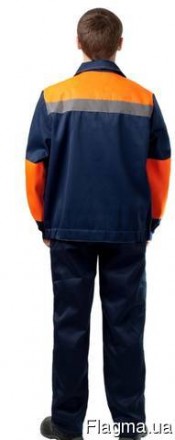 Сигнальный костюм "Конвейер" (куртка-брюки), цвет синий + оранжевый 
Куртка прям. . фото 4
