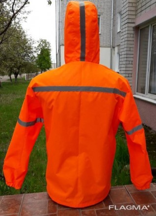 Куртка сигнальная (ветровка) оранжевого цвета с светоотражающимися полосами 2,5 . . фото 3