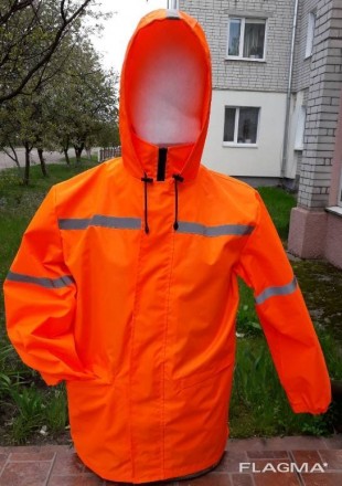 Куртка сигнальная (ветровка) оранжевого цвета с светоотражающимися полосами 2,5 . . фото 2