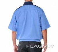 Форменная рубашка охранника комбинированная с коротким рукавом голубого цвета пр. . фото 3