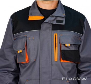 Куртка рабочая Феникс цвет серо-черный с оранжевой отделкой
Ткань верха	Саржа 24. . фото 3