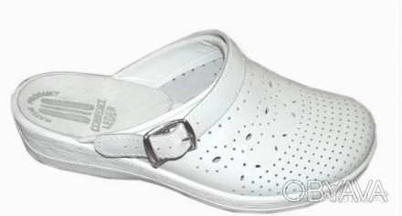 Обувь медицинская - белые сабо кожаные женские Код: 51-07-03 
Медицинская обувь . . фото 1