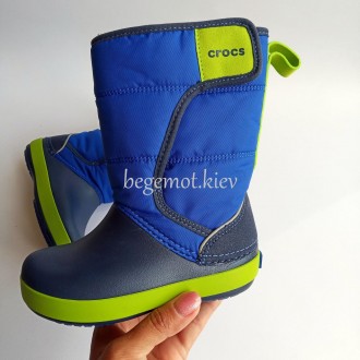 Детские зимние сапоги Crocs Kids LodgePoint Snow Boot Синий с салатовым на липуч. Киев. фото 1 Детские зимние сапоги Crocs Kids LodgePoint Snow Boot Синий с салатовым на липуч. Киев. фото 1