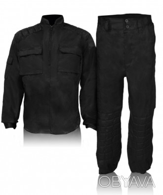 Костюм охранника черный состоит из куртки и брюк.  Куртка рубашечного покроя с ц. . фото 1