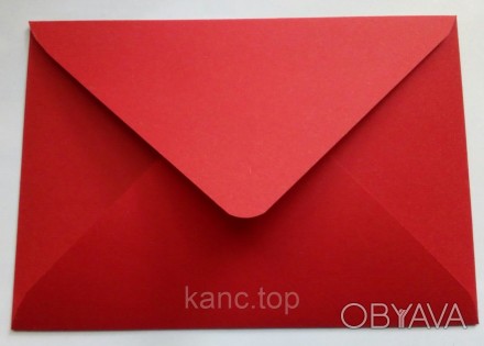 Конверт красный под открытку А6. Дизайнерская плотная двусторонняя бумага, плотн. . фото 1