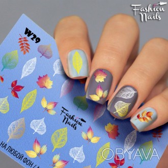Осенний слайдер-дизайн Fashion nails - наклейка на ногти - осенние листики
 http. . фото 1