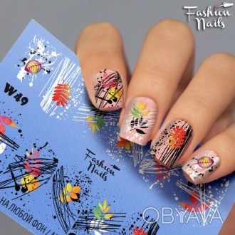 Осенний слайдер-дизайн Fashion nails (Наклейки для дизайна ногтей) Листочек осен. . фото 1
