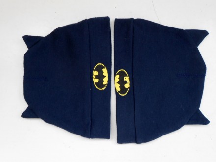 Детская синяя тонкая трикотажная шапочка Бетмен с ушками и логотипом Batman. В н. . фото 8