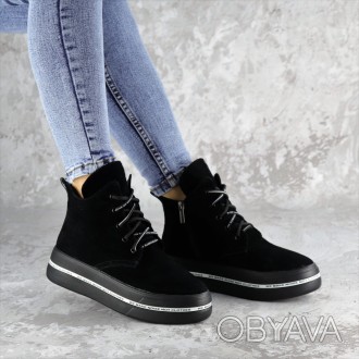 Женские ботинки черные Ether 2253 Ботиночки женские выполнены из натуральной зам. . фото 1