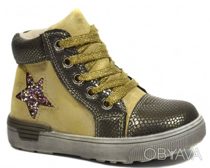 Ботинки С.ЛУЧ арт.M1171-2 star, gold Демисезонные ботинки для девочек. Верх - ис. . фото 1