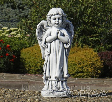 Фигура Ангел молится – оригинальная садовая статуя ангела в сером цвете станет х. . фото 1
