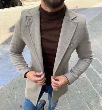 Мужское стильное пальто бежевое Slim Fit. Київ. фото 1 Мужское стильное пальто бежевое Slim Fit. Київ. фото 1