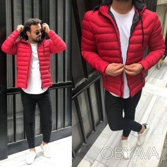 Артикул: pls 8Мужская стильная куртка со съёмным капюшоном краснаяМатериал: 100%. . фото 1