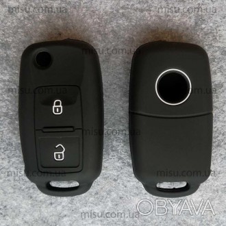 Чехол силиконовый для ключей Volkswagen Skoda Seat2 кнопкиЦвет-черный. . фото 1