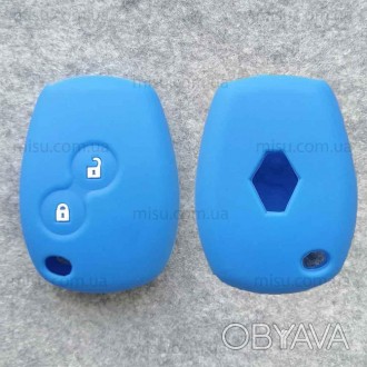 Силиконовый чехол для ключа автомобилей марки RenaultЦвет голубой2 кнопкина зайд. . фото 1