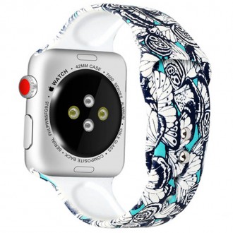 Силиконовый ремешок с рисунком для Apple watch 38mm / 40mm (Серый/Точки). . фото 2