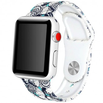 Силиконовый ремешок с рисунком для Apple watch 38mm / 40mm (Серый/Точки). . фото 4