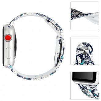 Силиконовый ремешок с рисунком для Apple watch 38mm / 40mm (Серый/Точки). . фото 3