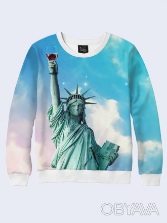 Отличный свитшот Statue of Liberty and wine с модным рисунком.
	Материал:
	- Дву. . фото 1