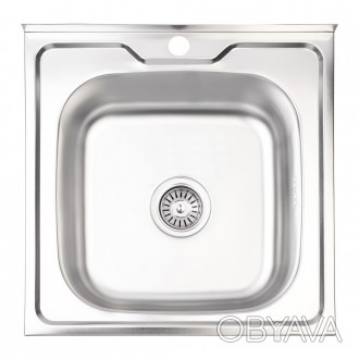Кухонна мийка Lidz 5050 0,6 мм Satin (LIDZ5050SAT06) виготовлена з нержавіючої с. . фото 1