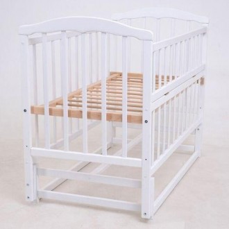 
Кроватка для новорожденных белая с ящиком маятниковый механизм качания с подшип. . фото 2
