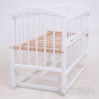 
Кроватка для новорожденных белая с ящиком маятниковый механизм качания с подшип. . фото 1
