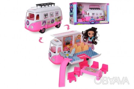 
Автобус з набором фігурок TM155 23 см, меблі, лялька 11 см, коробка 39-22,5-16 . . фото 1