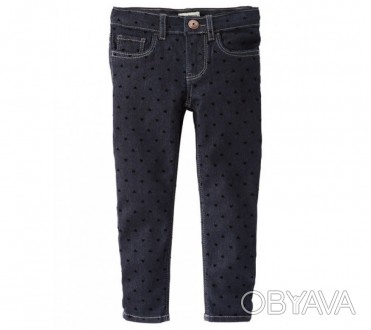 Стильные джинсыультра-скинни с сердечкми черно-синие для девочкиот брендаOshKosh. . фото 1