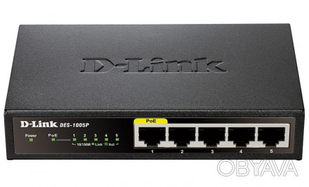 Быстрое подключение к Интернет 5-потровый коммутатор D-Link DES-1005P с одним по. . фото 1