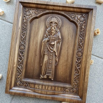 Святой Спиридон Тримифунский резная икона на дереве. Харків. фото 1 Святой Спиридон Тримифунский резная икона на дереве. Харків. фото 1