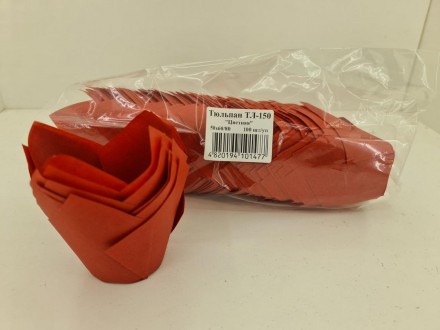 Тартолетка для кексов"Тюльпан Красный" 50*60/80 (100шт) ТЛ-150. . фото 5