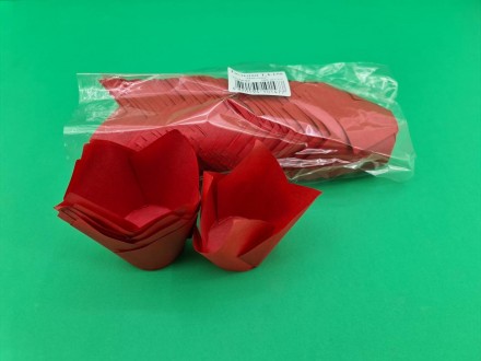 Тартолетка для кексов"Тюльпан Красный" 50*60/80 (100шт) ТЛ-150. . фото 2