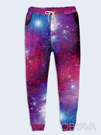 Обворожительные брюки Космос с красочным 3D-принтом. Яркие спортивные брюки для . . фото 1