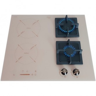 Комбинированная варочная поверхность бежевая стеклокерамика газовые и индукционн. Киев. фото 1