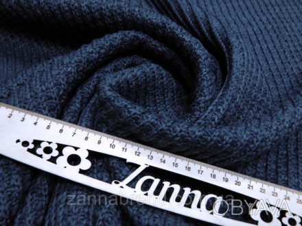 Ткань трикотажная вязка джинсового цвета. . фото 1
