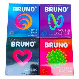 Презервативы латексные мужские ассорти Bruno, 3 шт. Кривий Ріг. фото 1 Презервативы латексные мужские ассорти Bruno, 3 шт. Кривий Ріг. фото 1