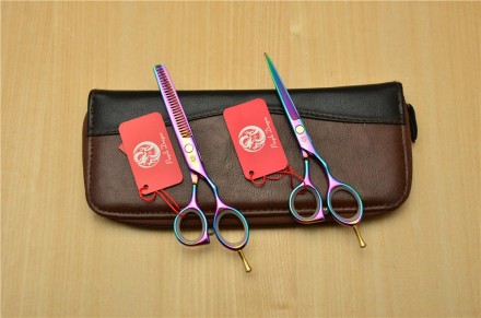 Комплект ножниц для стрижки волос в пенале от Purple Dragon. 
Парикмахерские но. . фото 3