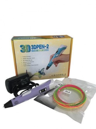 3D ручка фиолетовая c LCD дисплеем (3D Pen-2) +Подставка + комплект пластика 25 . . фото 8