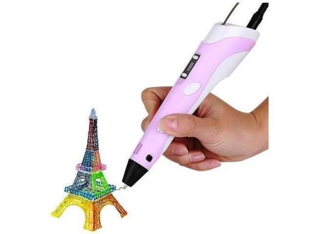 3D ручка фиолетовая c LCD дисплеем (3D Pen-2) +Подставка + комплект пластика 25 . . фото 9