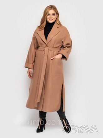 Женское кашемировое пальто оверсайз, по бокам разрезы, пояс в комплекте.
Материа. . фото 1