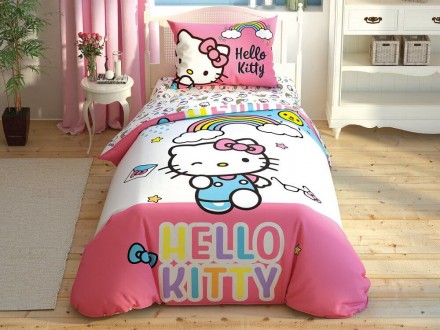 Детский и подростковый комплект TAC Hello Kitty Rainbow Ранфорс простынь резинка. Киев. фото 1 Детский и подростковый комплект TAC Hello Kitty Rainbow Ранфорс простынь резинка. Киев. фото 1