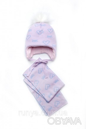 Шапка с шарфом зимняя детская для девочки ‘Амур’. Комплект из шапки и шарфа. Шап. . фото 1