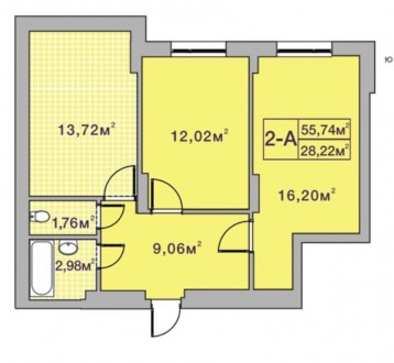 Компактная 2к квартира, удобная планировка. 
Метраж - 59.2 м2. 
Две комнаты, про. . фото 3