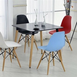 Обеденный стол, столешница из дерева, квадратная, цвет черный и белый, не лакиро. . фото 2